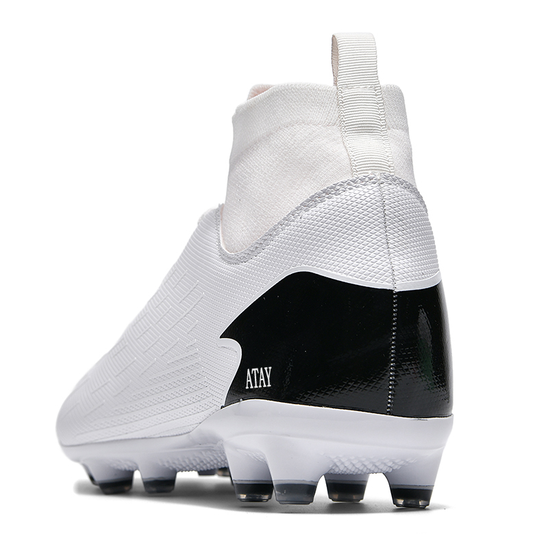 ATAY Slip Resistant Abrasion Resistant Slip Resistant Abrasion Resistant Soccer Shoes Unisex White
