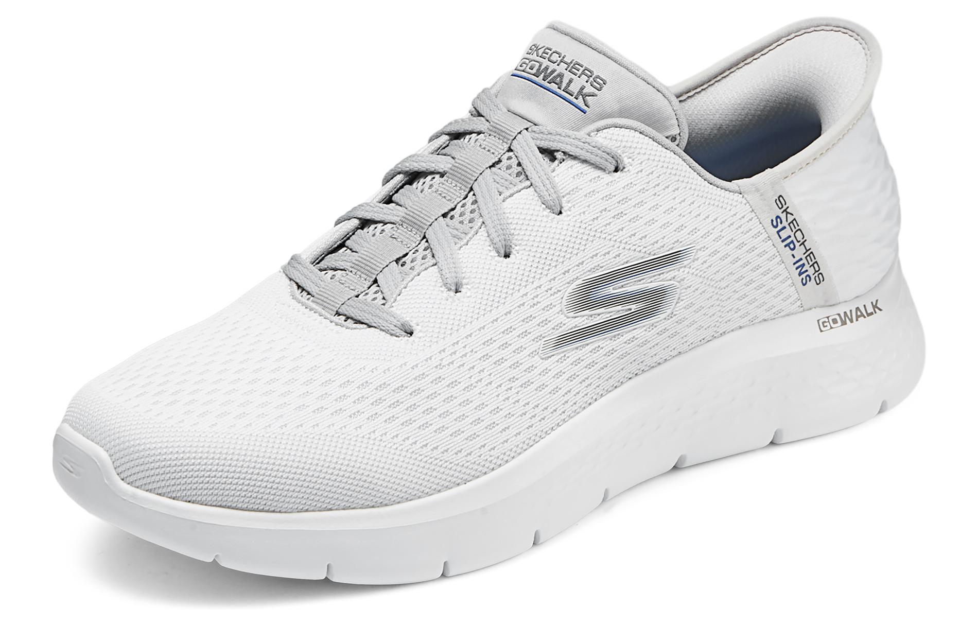 Skechers Go Walk Fle Hands Free Slip Ins Fabric Cushioning Low top Casual Shoes Men’s White Gray