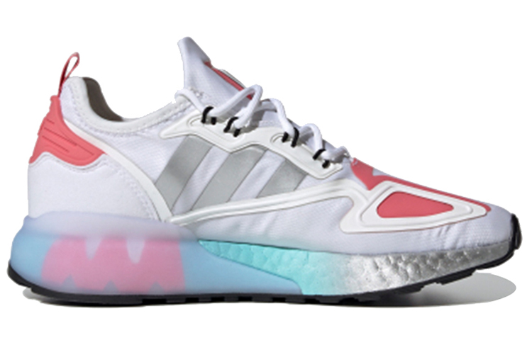Женские кроссовки adidas Originals ZX 2K Boost (бело-серебристые) — фото 2