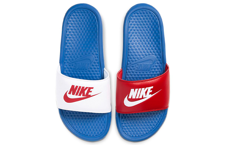 Женские шлепанцы Nike Benassi JDI (синий, белый, красный) — Синийбелыйкрасный — фото 3