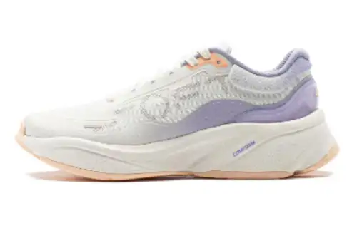 Li Ning Soft Cushioning Abrasion Resistant Breathable Lightweight Low top Casual Shoes Women's White Purple