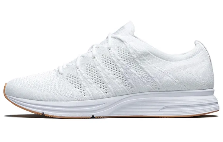 Nike Flyknit Trainer White Gum Fabric Slip Resistant Lightweight Non slip Lightweight Low top Casual Shoes Unisex White