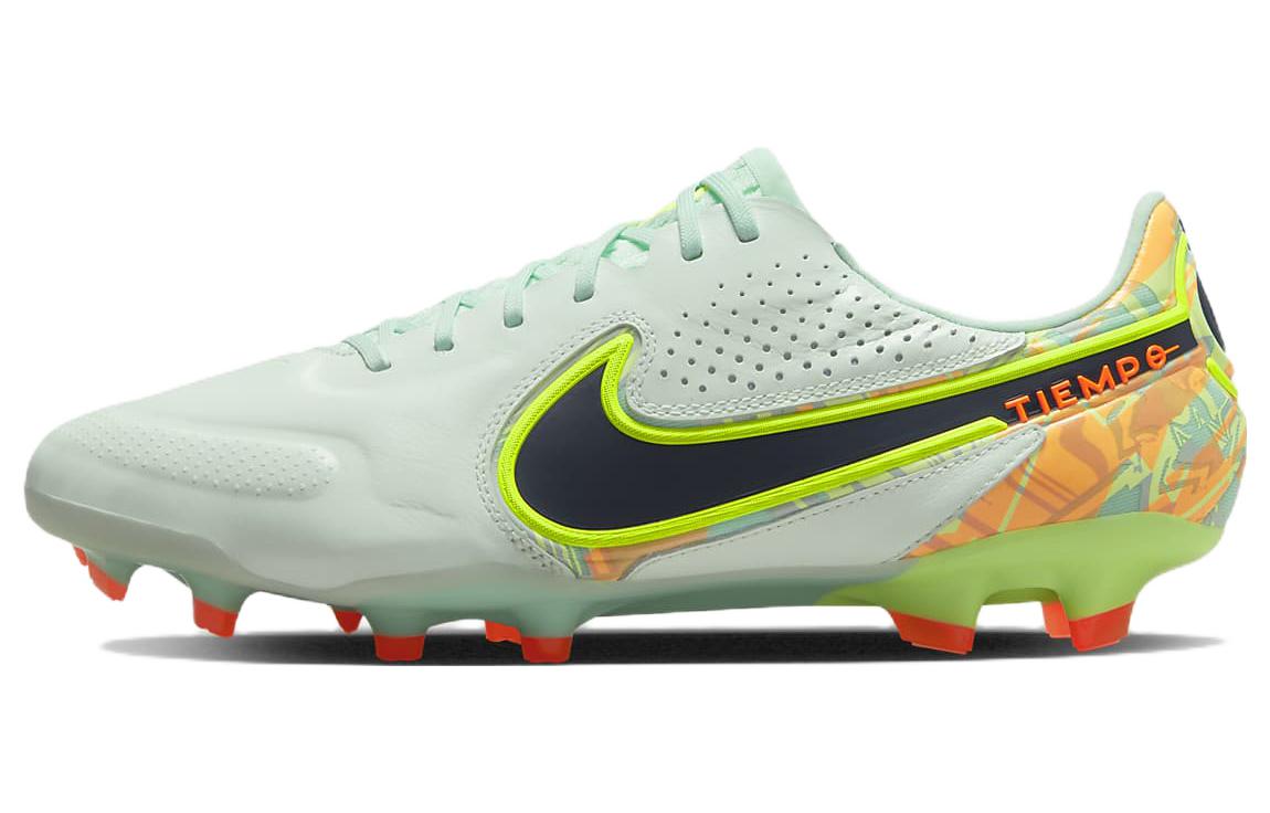 Nike Tiempo Legend 9 Elite round head logo FG (glue spike) natural grass shock-absorbing anti-slip wear-resistant football shoes men's green and black