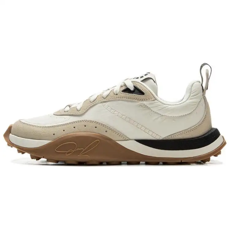 Li Ning Slip Resistant And Abrasion Resistant Coverage Low top Casual Shoes Men's Beige Black