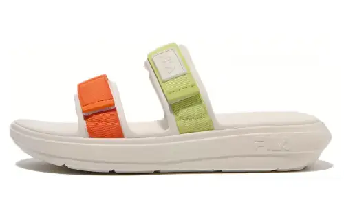 FILA Fong Sandals Comfortable Round Toe Rubber Sole Slide Slippers Unisex White Green