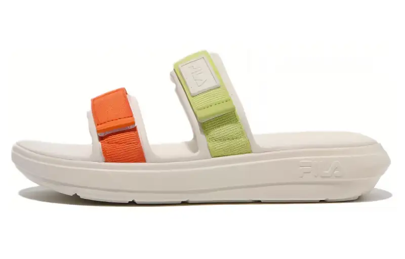 FILA Fong Sandals Comfortable Round Toe Rubber Sole Slide Slippers Unisex White Green