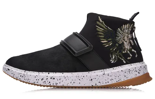 Li Ning LNG Casual Shoes Unisex Mid Top Black