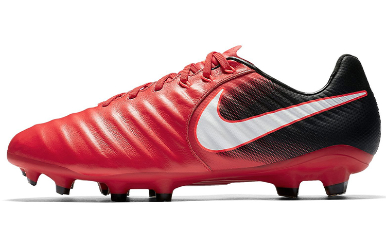 Nike TIEMPO LEGACY 3 Leather Cushioning Slip Resistant Abrasion Resistant Lightweight Soccer Shoes Men’s Red Black