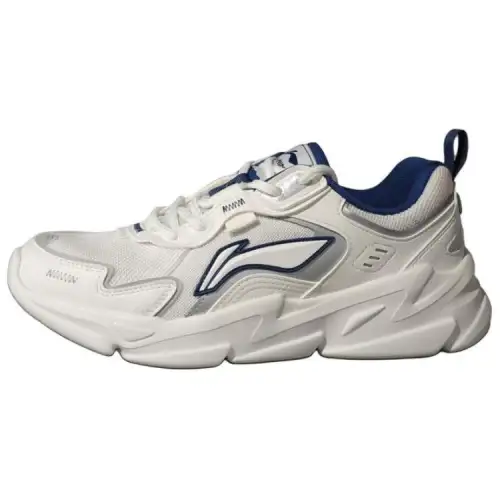 Li Ning Slip Resistant, Abrasion Resistant, Breathable Low top Casual Shoes Men's White Silver