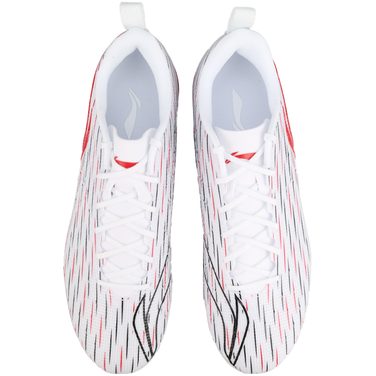 Li Ning MG Multi Ground Artificial Turf TPU Cushioning Slip Resistant Soccer Shoes Unisex White Red