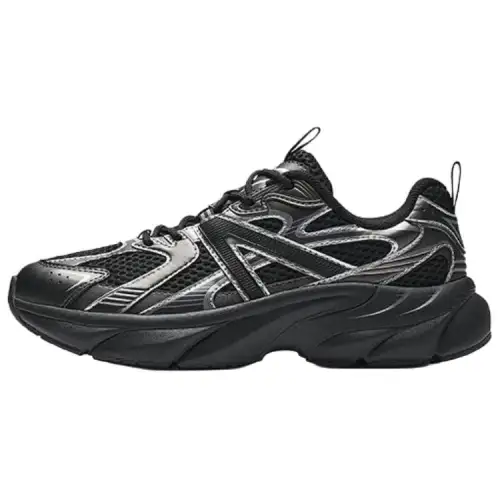 Anta Cushioning Slip Resistant Breathable Low top Casual Shoes Women's Basic Black Silver