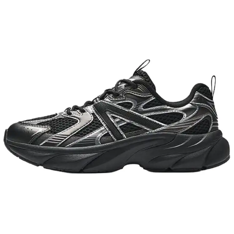 Anta Cushioning Slip Resistant Breathable Low top Casual Shoes Women's Basic Black Silver