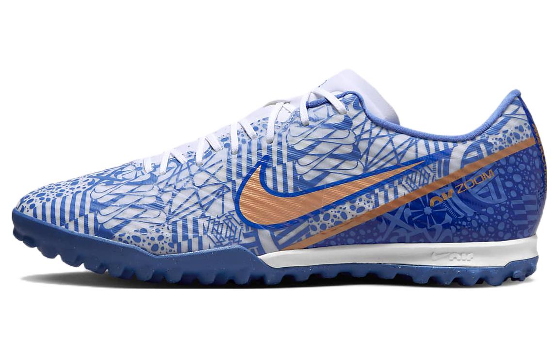 Nike Zoom Vapor 15 Academy TF (glue spikes) artificial grass fabric anti-slip wear-resistant wrapping and impact resistance football shoes men's blue and white