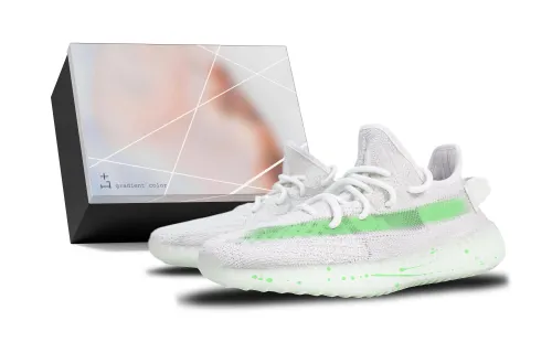 Adidas Originals Yeezy Boost 350 V2 Abrasion Resistant Abrasion Resistant Low top Casual Shoes Unisex White Green