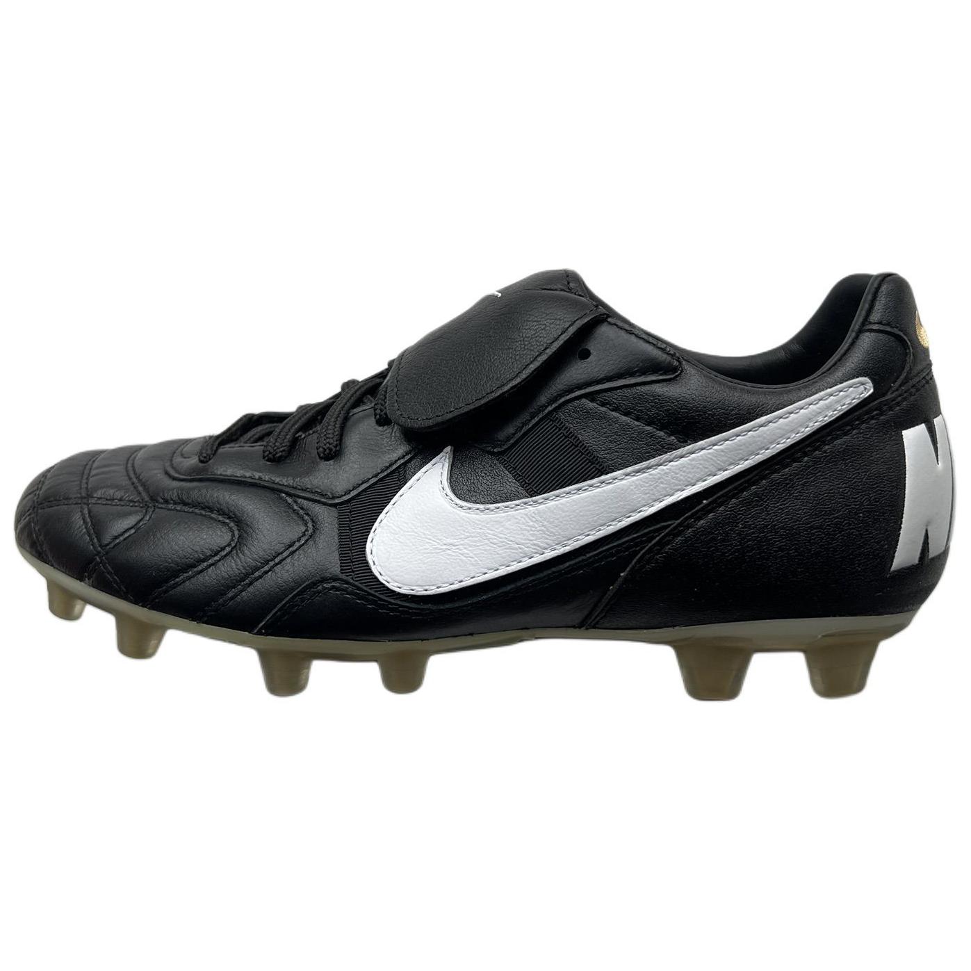 Nike Tiempo FG Firm Ground Slip Resistant Abrasion Resistant Soccer Shoes Unisex Black White