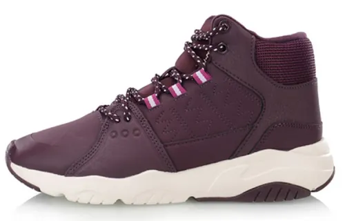 Li Ning Pioneer Abrasion Resistant Slip Resistant High top Casual Shoes Women's Dark Purple