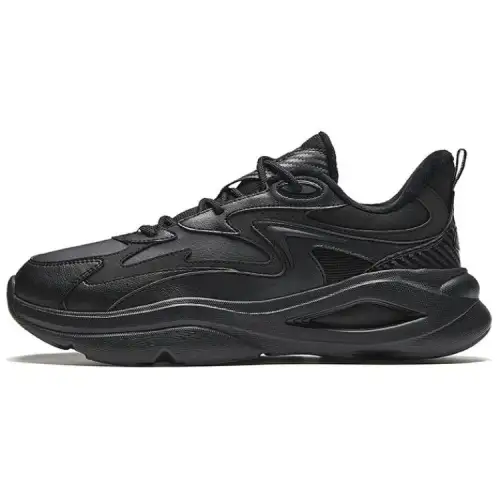 Anta Chao Bai 5S Textile, Synthetic Leather Cushioning Abrasion Resistant Lightweight Low top Casual Shoes Men's Black