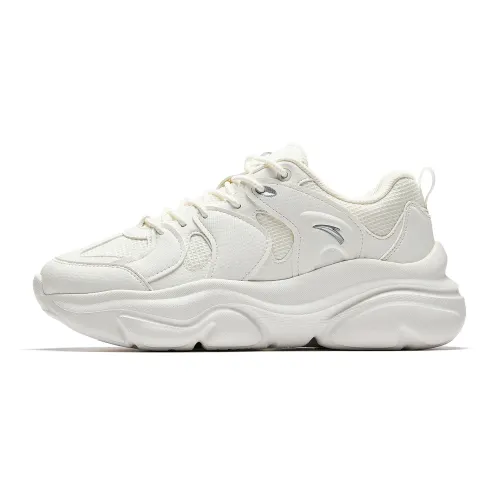 Anta Low top Casual Shoes, Platform Chunky Sneakers Women's White