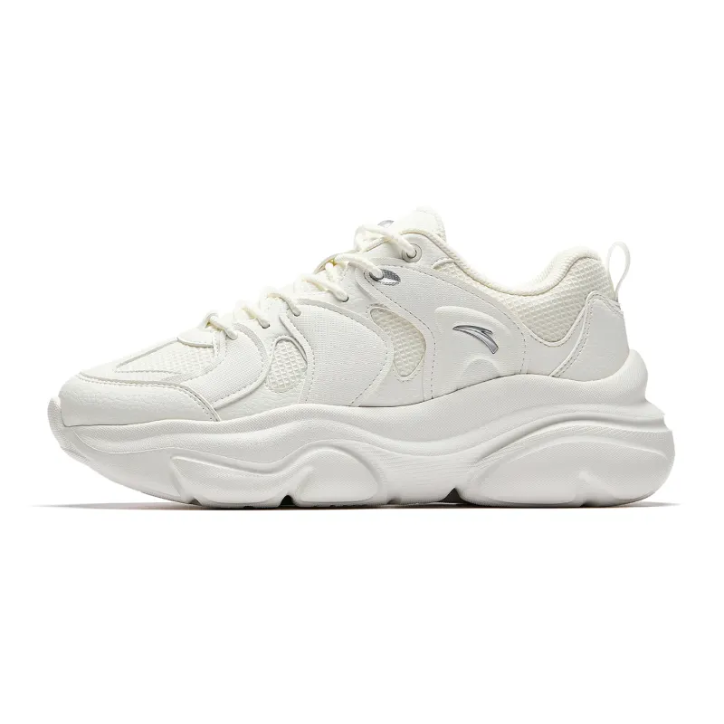 Anta Low top Casual Shoes, Platform Chunky Sneakers Women's White