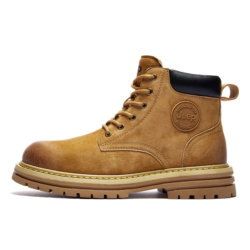 Jeep Leather Short Combat Boots 4cm Men's