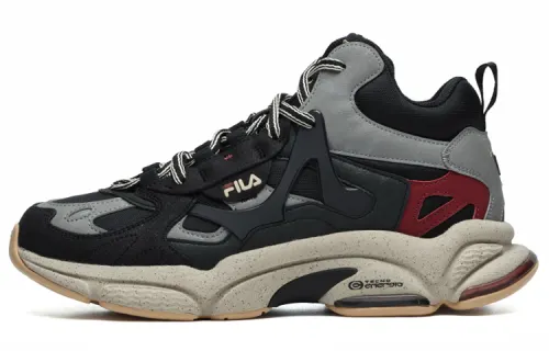 FILA FUSION Rjv D Retro Sports Thermal Abrasion Resistant High top Casual Shoes Men's Pirate Black