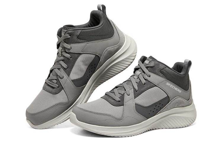 Skechers 3.0 Artificial Leather Trendy Mid top Casual Shoes Men’s Gray