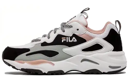 FILA Ray Textile, Leather Low top Casual Shoes Women's Black White Pink