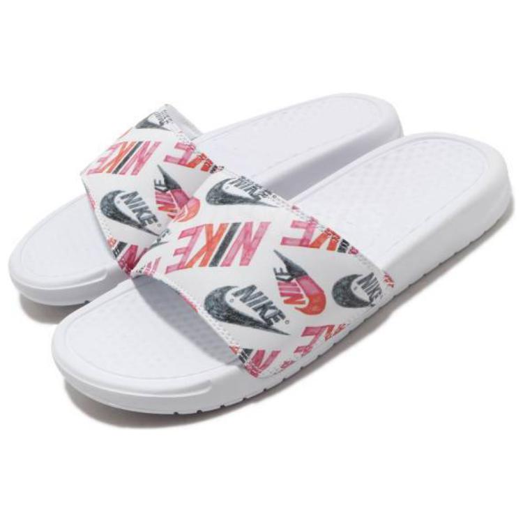 Женские шлепанцы Nike Benassi JDI Floral (бело-черно-красные) — Белыйчёрныйкрасный — фото 4