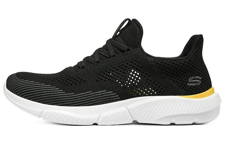 Skechers Ingram Textile, Mesh Lace Up Low top Casual Shoes Men's Black Yellow