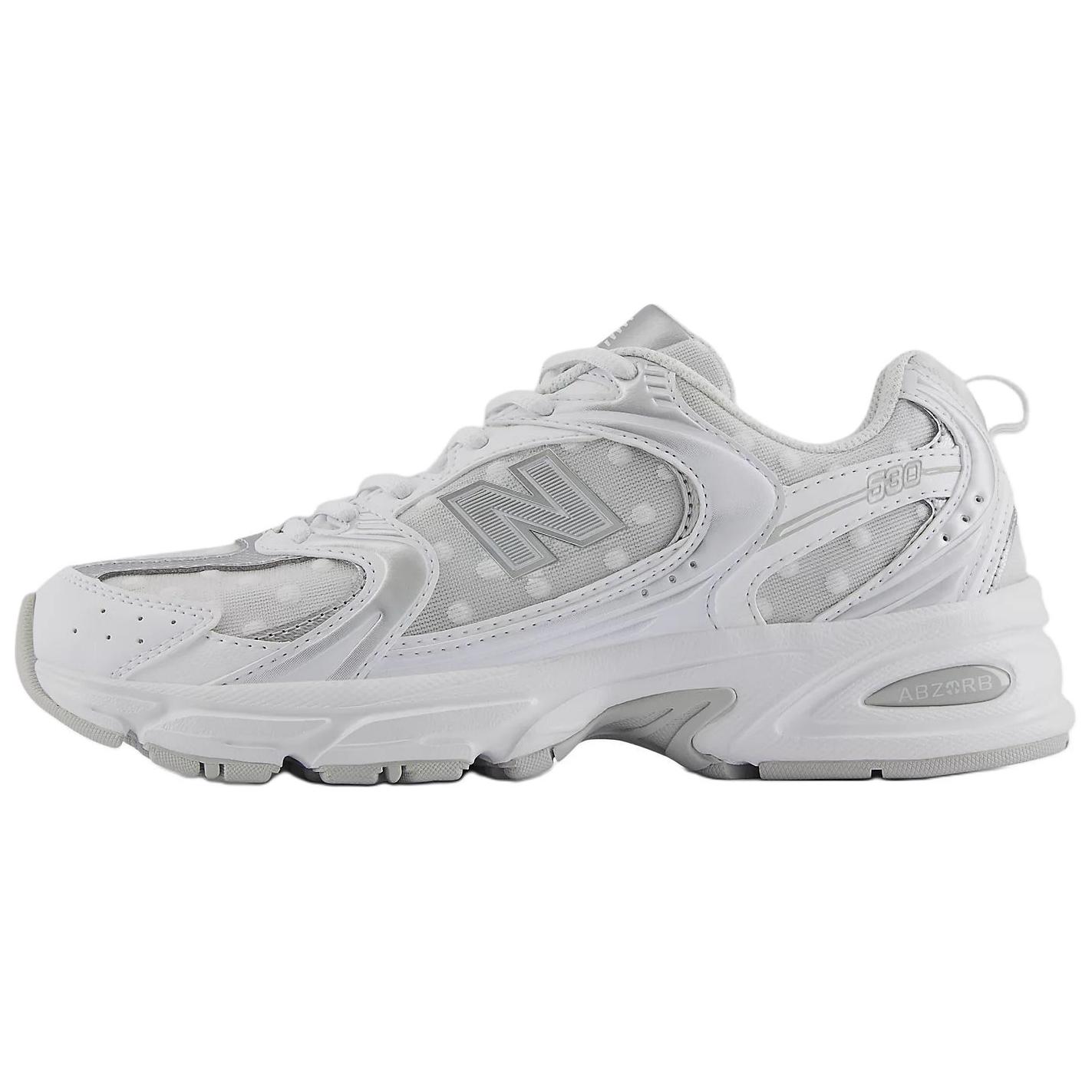 New Balance NB 530 Comfortable and versatile, wear-resistant, low-cut lifestyle shoes, same style for men and women, white and silver