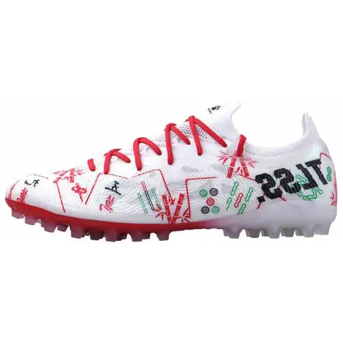 TLSS. x KELME TF Turf Artificial Turf Slip Resistant Abrasion Resistant Soccer Shoes Men's White Red