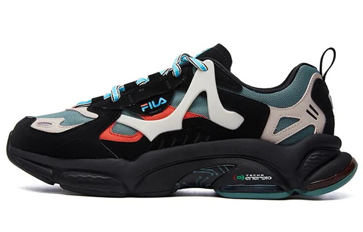 FILA Textile, Synthetic Leather Low top Casual Shoes Men's Black Blue