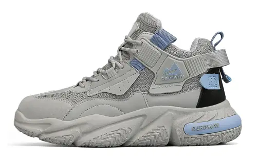 DEERWAY Trendy Abrasion Resistant Breathable Mid top Casual Shoes Men's Gray