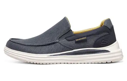Skechers Proven Textile, Synthetic Leather Low top Casual Shoes Men's Marine Blue
