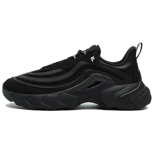 FILA Fusion Ray 4 FUSION RAY Ⅳ Textile, Split Cow Leather Low top Casual Shoes Men's Black