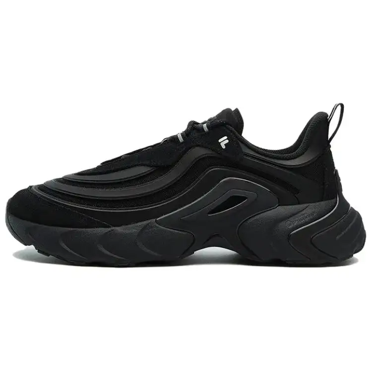 FILA Fusion Ray 4 FUSION RAY Ⅳ Textile, Split Cow Leather Low top Casual Shoes Men's Black