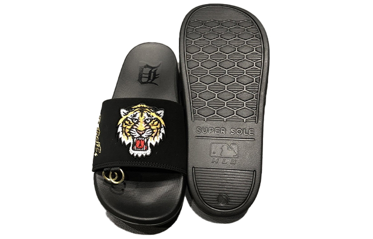 Шлепанцы MLB Slipper Black Tiger (черно-золотые) — Чёрный / золотой — фото 4