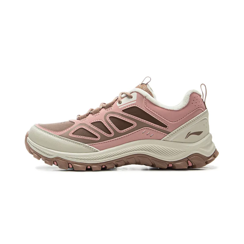 Li Ning Thermal Abrasion Resistant Low top Casual Shoes Women's Light Blush Pink Brown