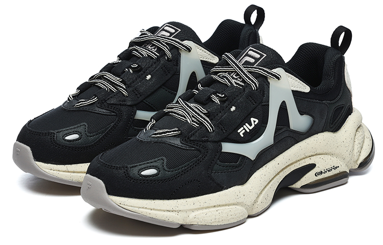 Женские кроссовки Fila FUSION RJV (черно-серые с бежевым и белым) — Чёрный / серый / бежевый / белый — фото 2