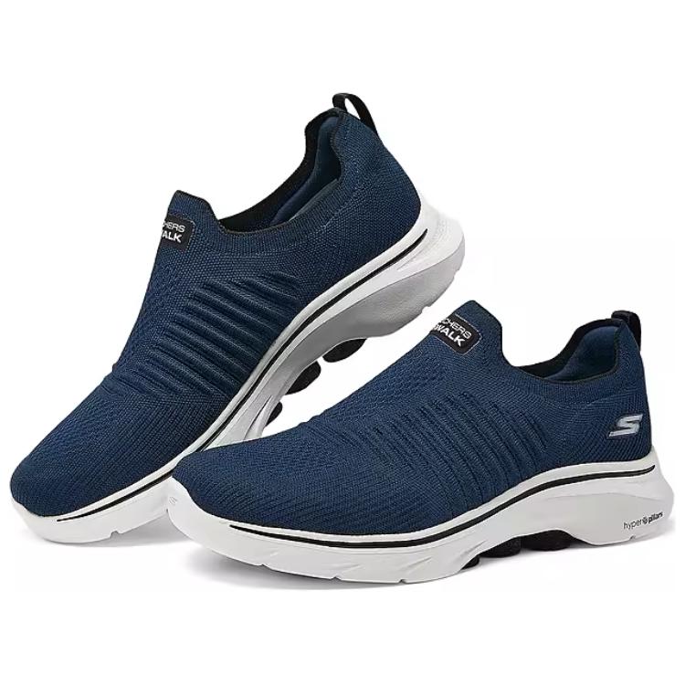 Skechers GO WALK 7 Breathable Support Height Increasing Low top Casual Shoes Men’s Blue Black
