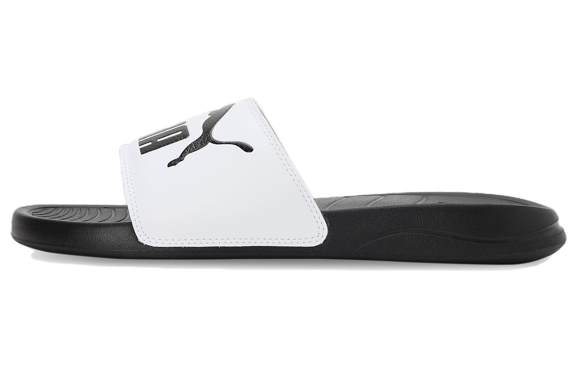 PUMA Popcat 20 Slip Resistant Abrasion Resistant Rubber Sole Slide Slippers Unisex White Black