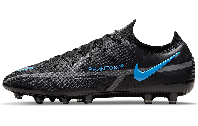 Nike Phantom GT 2 Elite-Pro Round Toe Lace Low-top AG (Glue Short Studs) Artificial Grass Football Shoes Uniform for Men and Women Black and Blue