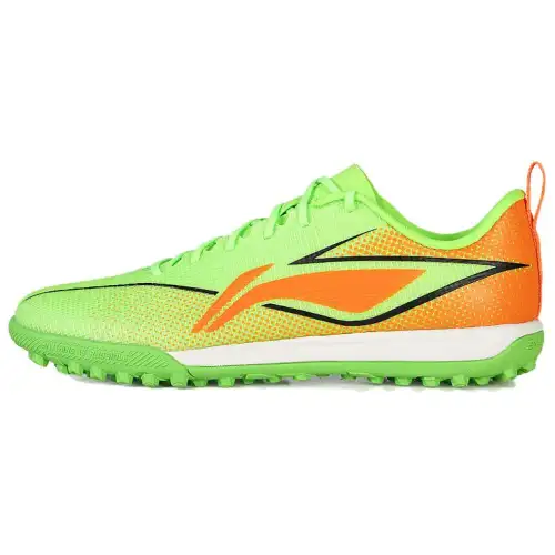 Li Ning Artificial Turf Slip Resistant Abrasion Resistant Soccer Shoes Men's Fluorescent Bright Grass Green