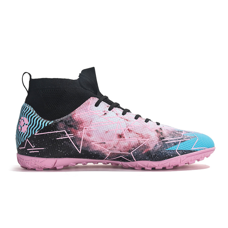Jifffly Cushioning Slip Resistant Abrasion Resistant Breathable Support Soccer Shoes Unisex Nebula Pink
