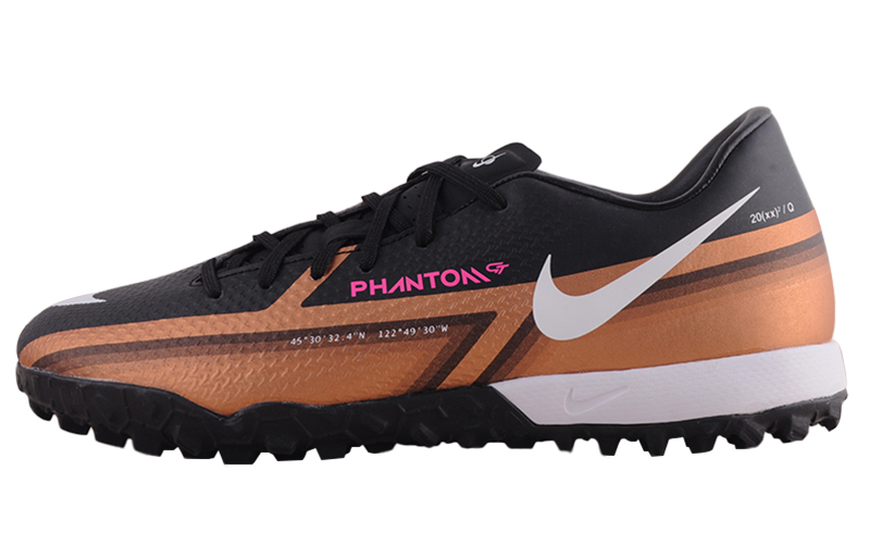 Nike Phantom GT2 2 round head lace Low top FG (gel spike) Hard grass artificial grass Leather Anti-slip light shock absorbing Football shoes Men's bronze