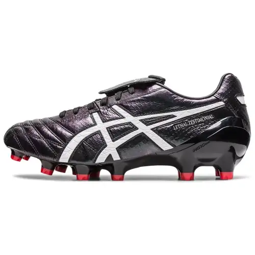 ASICS Lethal Testimonial 4 HG Hard Ground Artificial Turf Synthetic Leather Soccer Shoes Men's Black