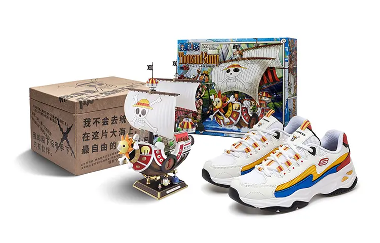 One Piece x Skechers D'Lites 4.0 Low top Sports Casual Shoes Women's Luffy Colorway