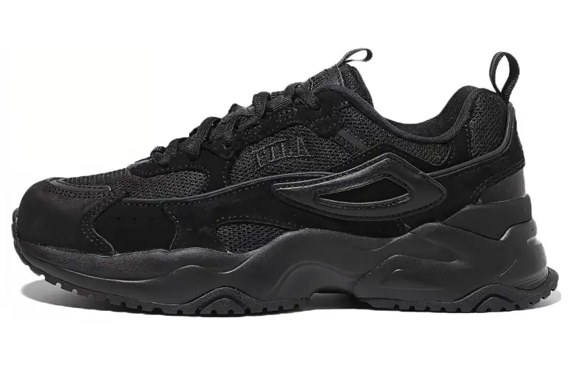 FILA Rayflide Sports Low top Casual Shoes Unisex All Black Korean Style
