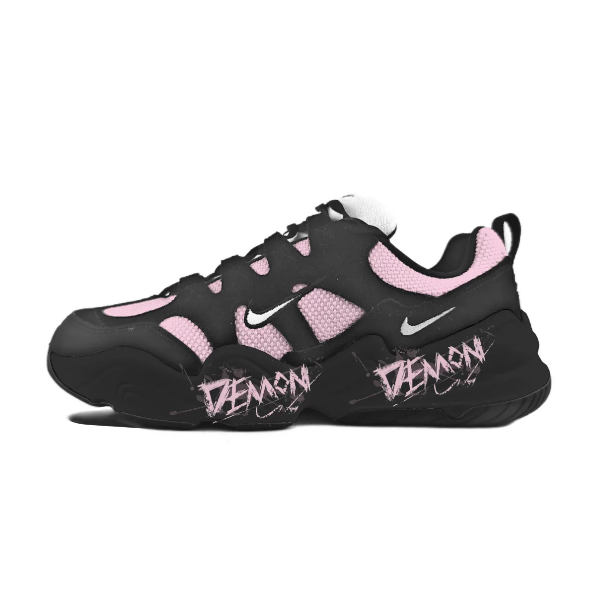 Nike Tech Hera Purple Ink Graffiti Cushioning Abrasion Resistant Lightweight Low top Casual Shoes Unisex Black