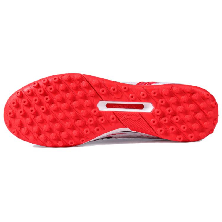 Li Ning Comfortable And Trendy TF Turf Artificial Turf Slip Resistant Abrasion Resistant Soccer Shoes Men’s White Red